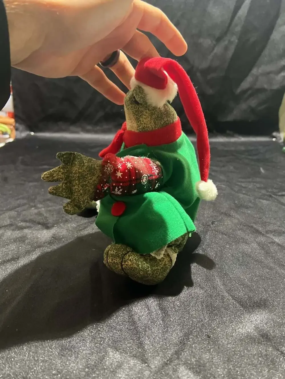 Sterling Inc Stuffed Frog Christmas Dress Shelf Sitter Sandbag Plush 12” VTG